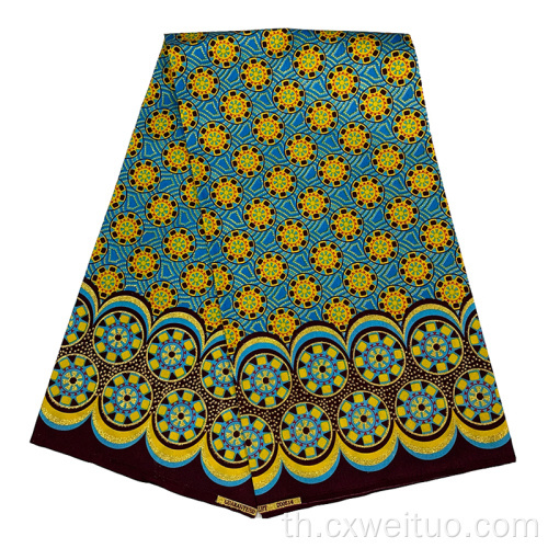ผ้าโพลีเอสเตอร์ผ้าแว็กซ์สีทองแอฟริกันพิมพ์เนื้อผ้า